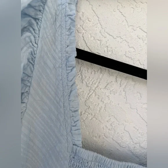 Free People Leave It To Me Peplum Blue Crop Top Small Square Neck Pleated - Picture 7 of 11